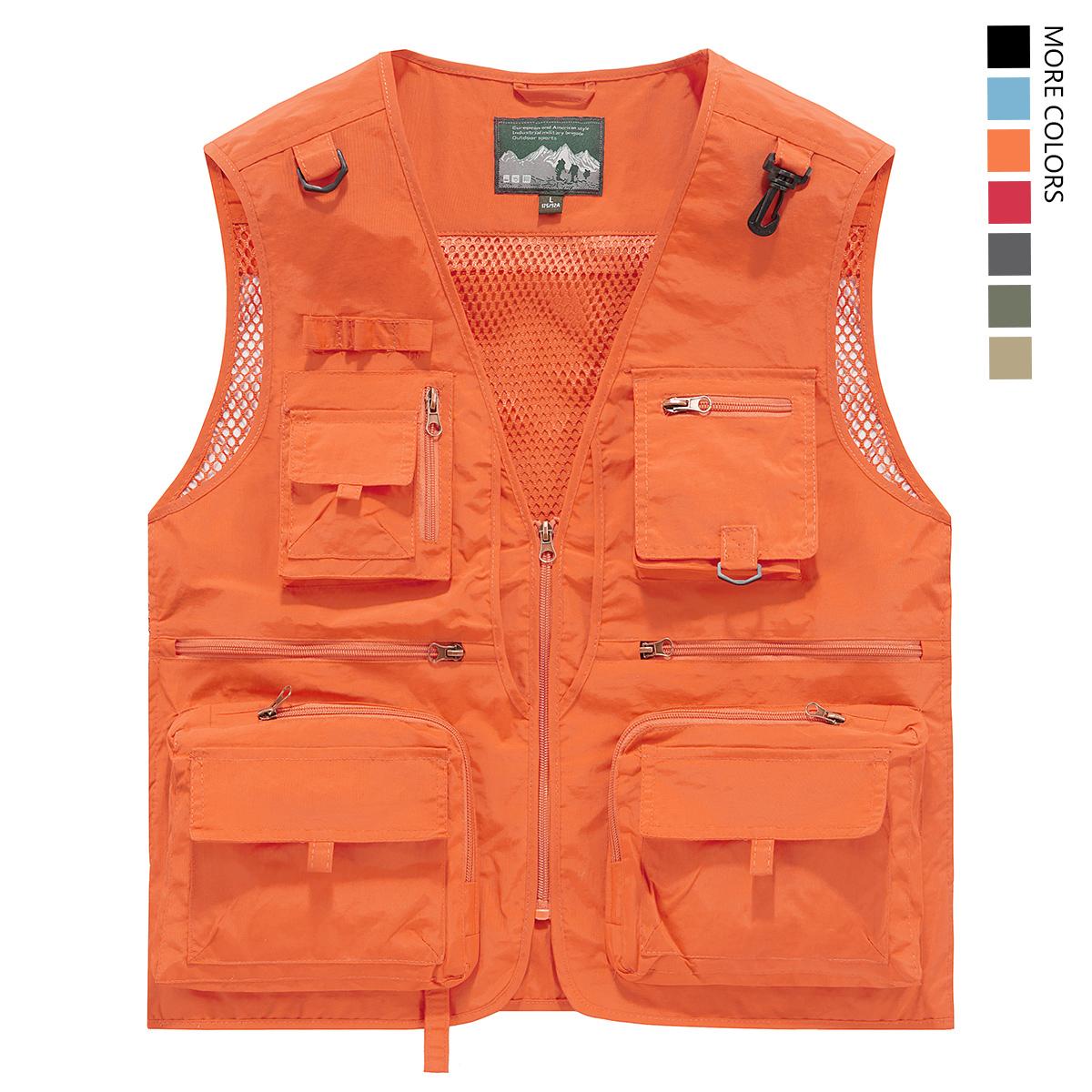 Made from 100% nylon, anti-static design ensures safety (true size). Men&rsquo;s fashion quick-dry mesh casual outdoor multi-pocket fishing photography vest/work vest jacket with multiple pockets, suitable for outdoor activities.