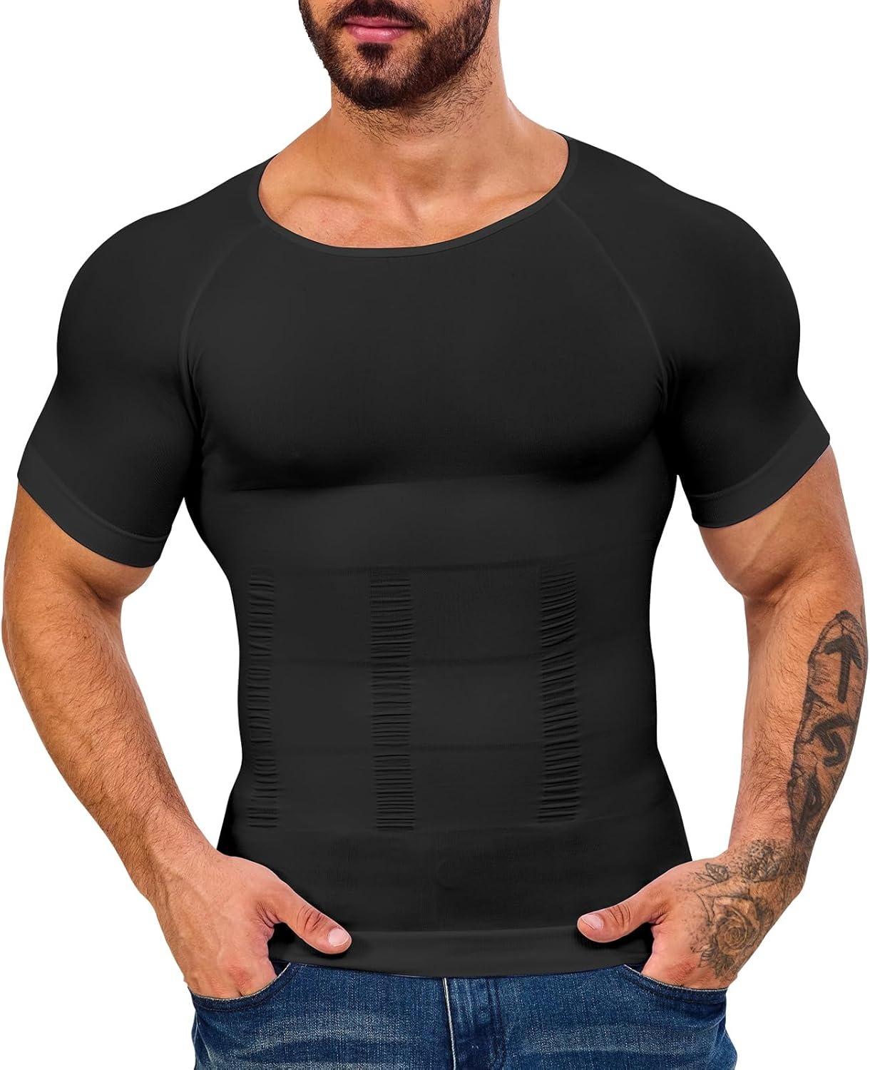 1/2/3/4 Pack Menswear Compression Body Shaper Shapewear Stretchy Short Sleeve Shirt Breathable Lightweight Comfy Workout Tank Top Sports Vest&nbsp;Fitness Tee Gym Exercise Activewear Elastic Formal Fabric Casual Natural Dress Soft Mesh
