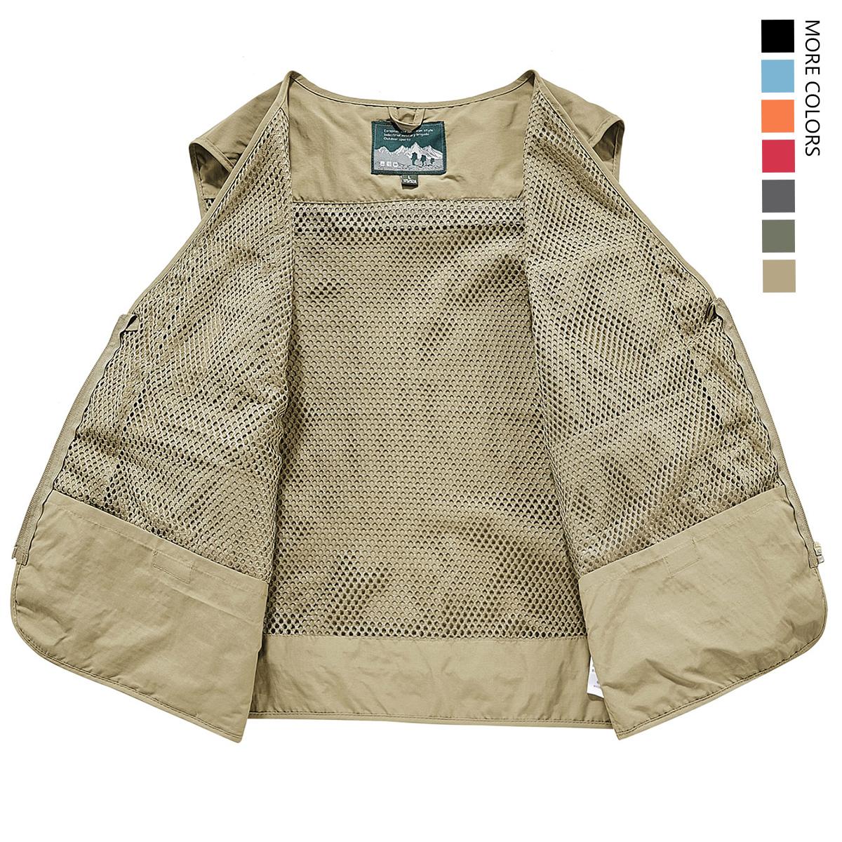 Made from 100% nylon, anti-static design ensures safety (true size). Men&rsquo;s fashion quick-dry mesh casual outdoor multi-pocket fishing photography vest/work vest jacket with multiple pockets, suitable for outdoor activities.