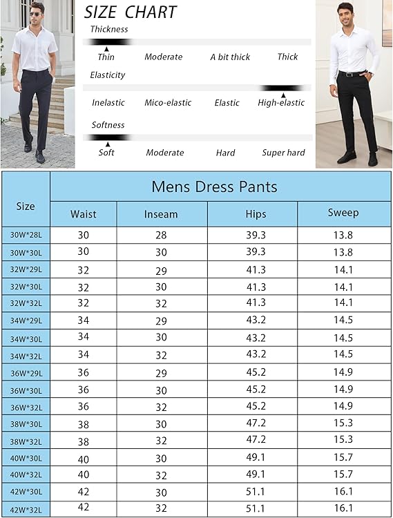 Alimens&Gentle Men's Stretch Dress Pants No Iron Golf Pants Expandable Waist Flat Front Business Casual Formal  Pants