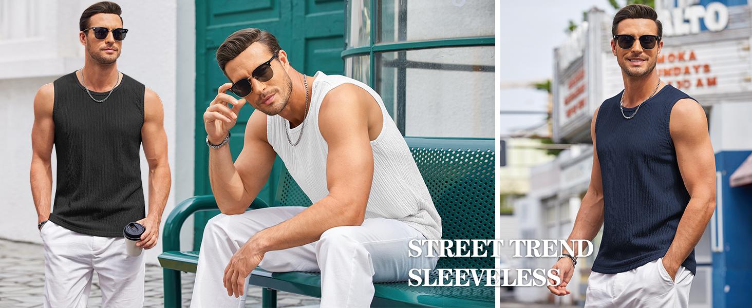 COOFANDY Men's Vests Casual Tank Tops 2 Pack Knit Sleeveless Lightweight Tee Muscle Basic T Shirts