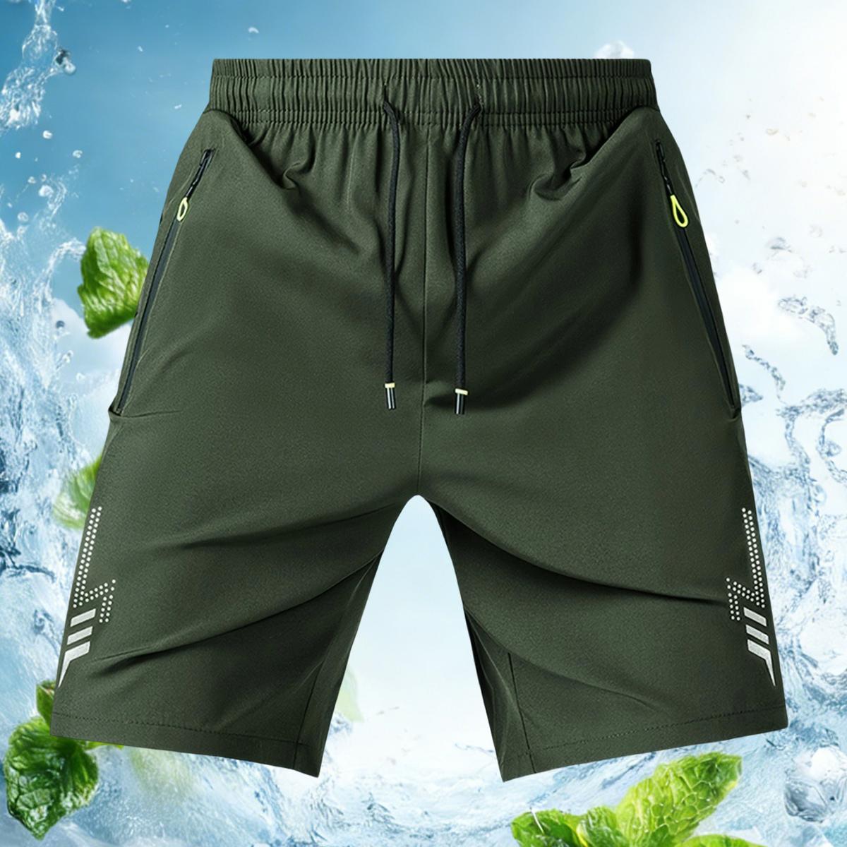 Men's Unisex Fashion Athletic Shorts (Pack of 3) - Reflective Geometric Prints, Drawstring Waistband, Side Zipper Closures, Ideal for Summer Wear, Everyday Exercise, Running, Reflective Prints,summerwins,father'sdaygifts