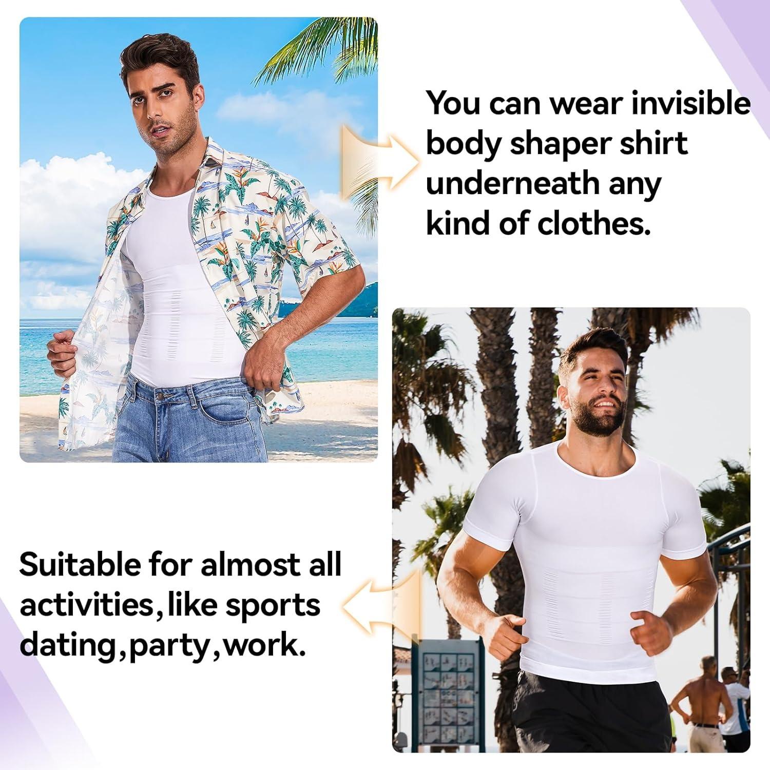 1/2/3/4 Pack Menswear Compression Body Shaper Shapewear Stretchy Short Sleeve Shirt Breathable Lightweight Comfy Workout Tank Top Sports Vest&nbsp;Fitness Tee Gym Exercise Activewear Elastic Formal Fabric Casual Natural Dress Soft Mesh