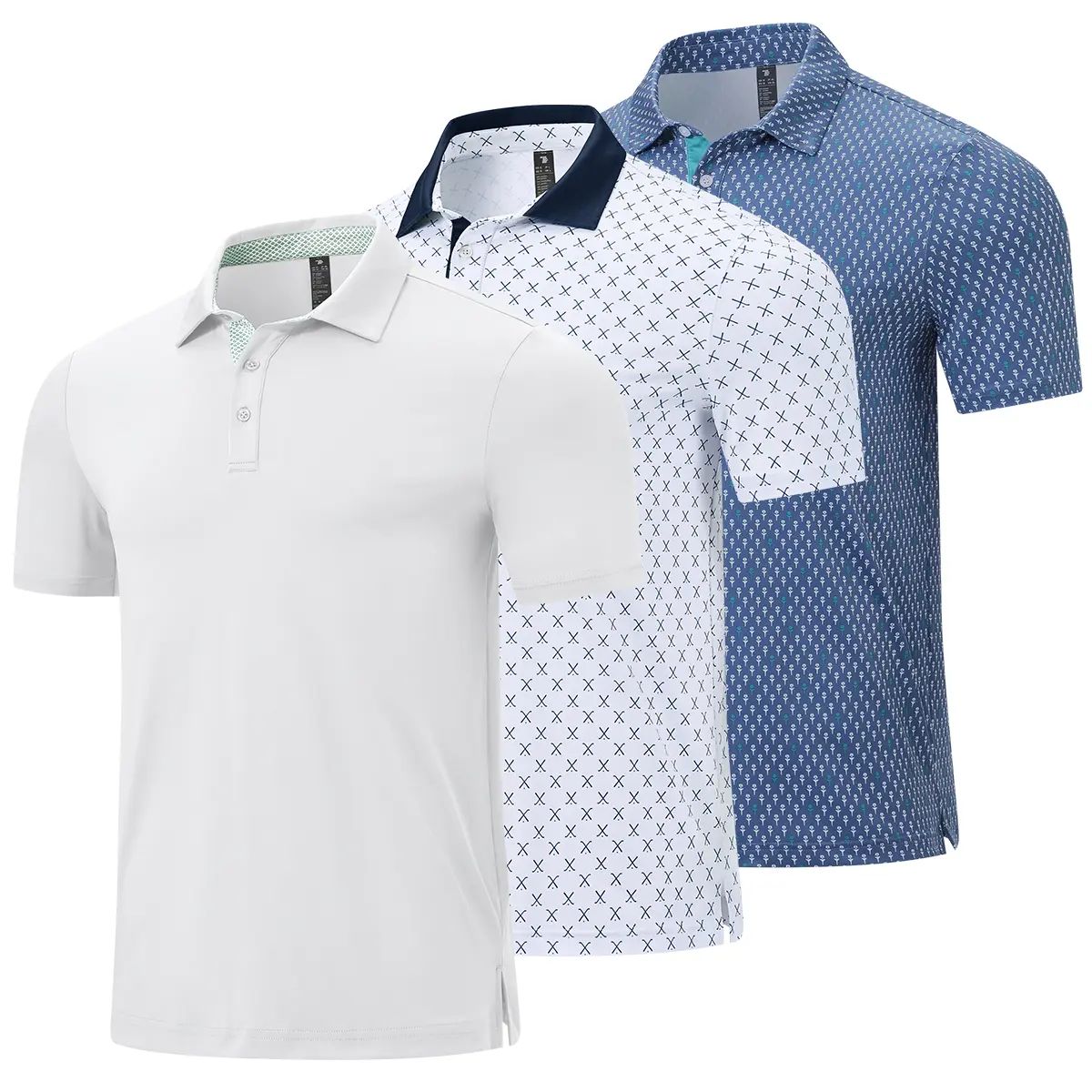 Men's Classic Polo Shirts Contrast Collar Short Sleeve Casual Solid Stylish and Printed Polo Stretch Quick Dry Performance Golf Outdoor Work Polo Shirts for Men' Top