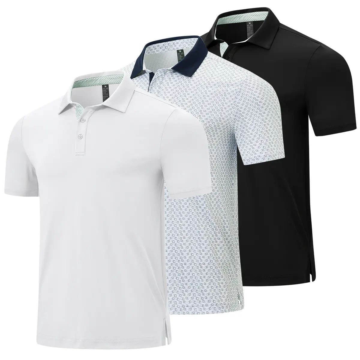 Men's Classic Polo Shirts Contrast Collar Short Sleeve Casual Solid Stylish and Printed Polo Stretch Quick Dry Performance Golf Outdoor Work Polo Shirts for Men' Top
