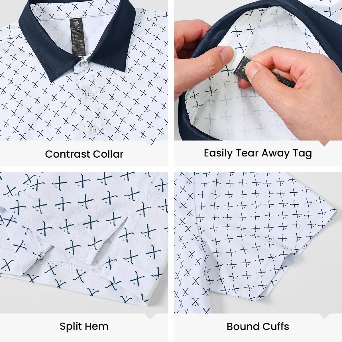 Men's Classic Polo Shirts Contrast Collar Short Sleeve Casual Solid Stylish and Printed Polo Stretch Quick Dry Performance Golf Outdoor Work Polo Shirts for Men' Top