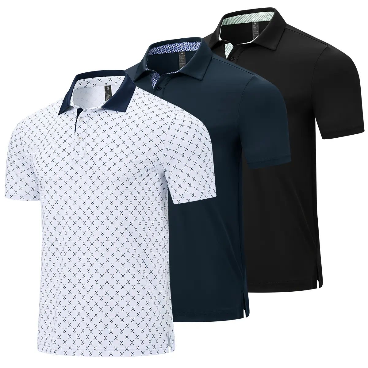 Men's Classic Polo Shirts Contrast Collar Short Sleeve Casual Solid Stylish and Printed Polo Stretch Quick Dry Performance Golf Outdoor Work Polo Shirts for Men' Top