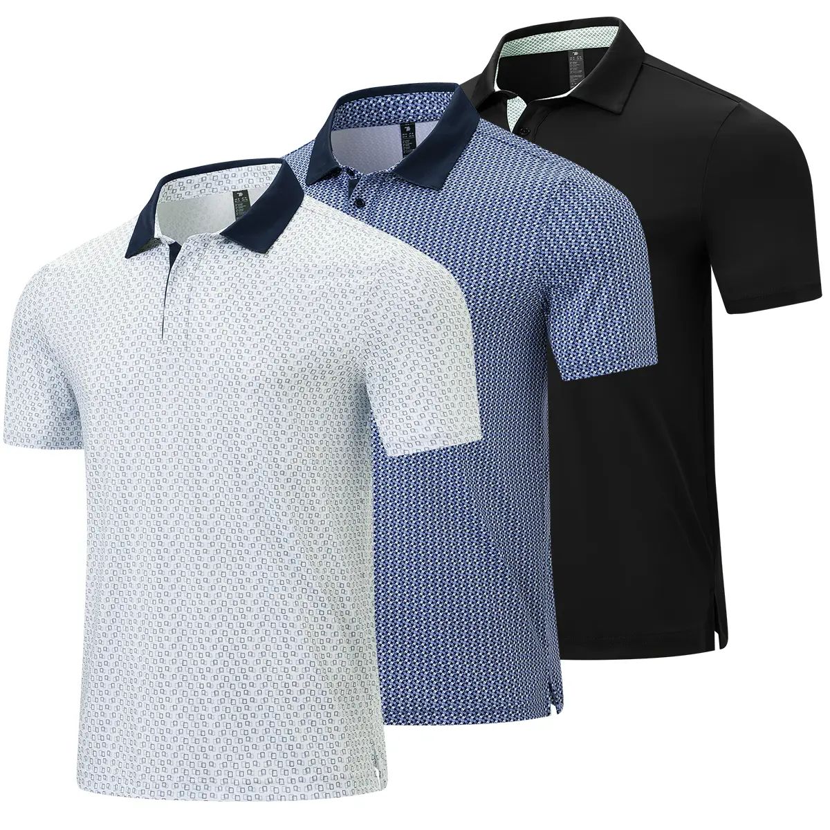 Men's Classic Polo Shirts Contrast Collar Short Sleeve Casual Solid Stylish and Printed Polo Stretch Quick Dry Performance Golf Outdoor Work Polo Shirts for Men' Top