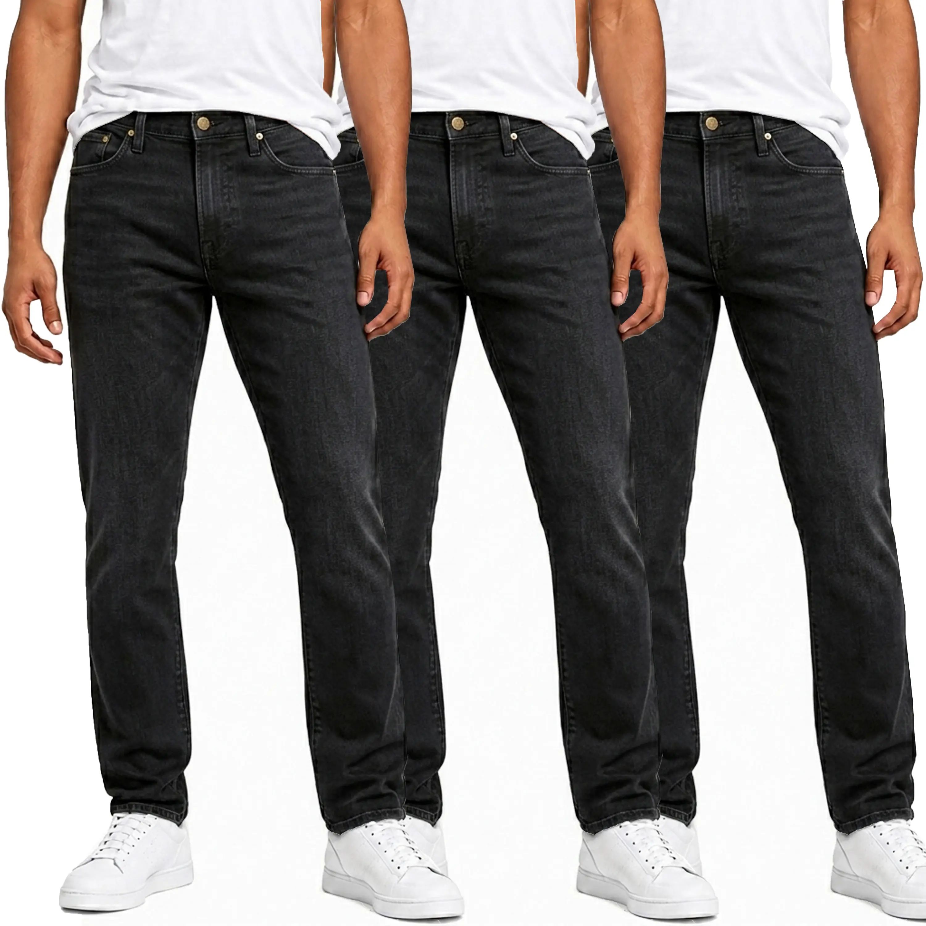 Men's 3-Pack Flex Stretch Slim Straight Jeans with 5 Pockets Denim Fabric Menswear