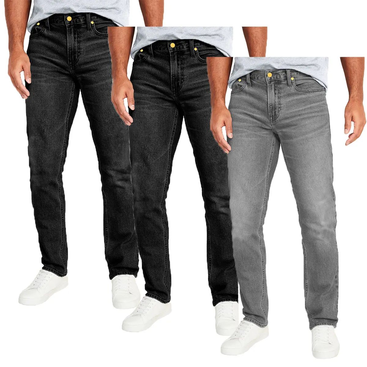 Men's 3-Pack Flex Stretch Slim Straight Jeans with 5 Pockets Denim Fabric Menswear
