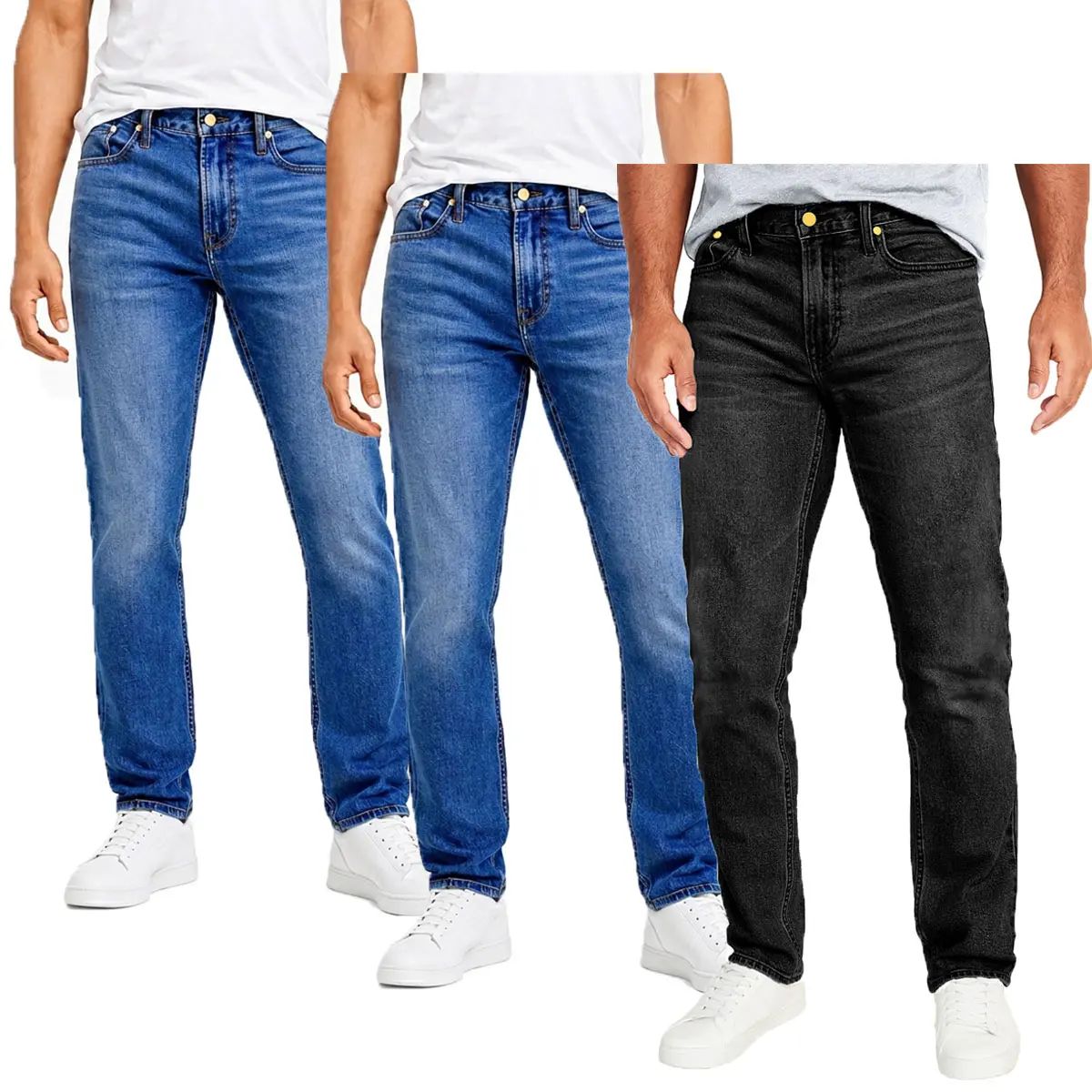 Men's 3-Pack Flex Stretch Slim Straight Jeans with 5 Pockets Denim Fabric Menswear