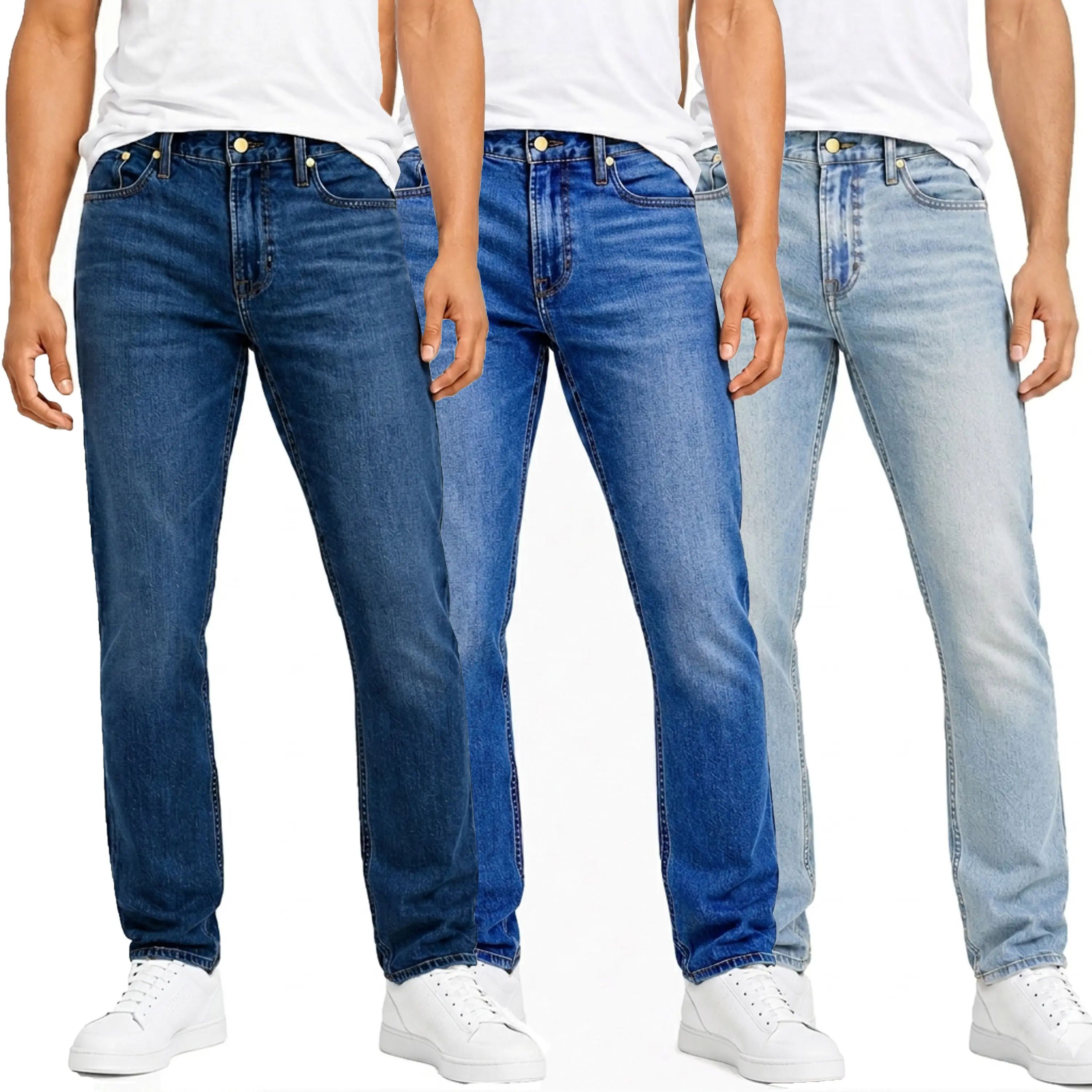 Men's 3-Pack Flex Stretch Slim Straight Jeans with 5 Pockets Denim Fabric Menswear