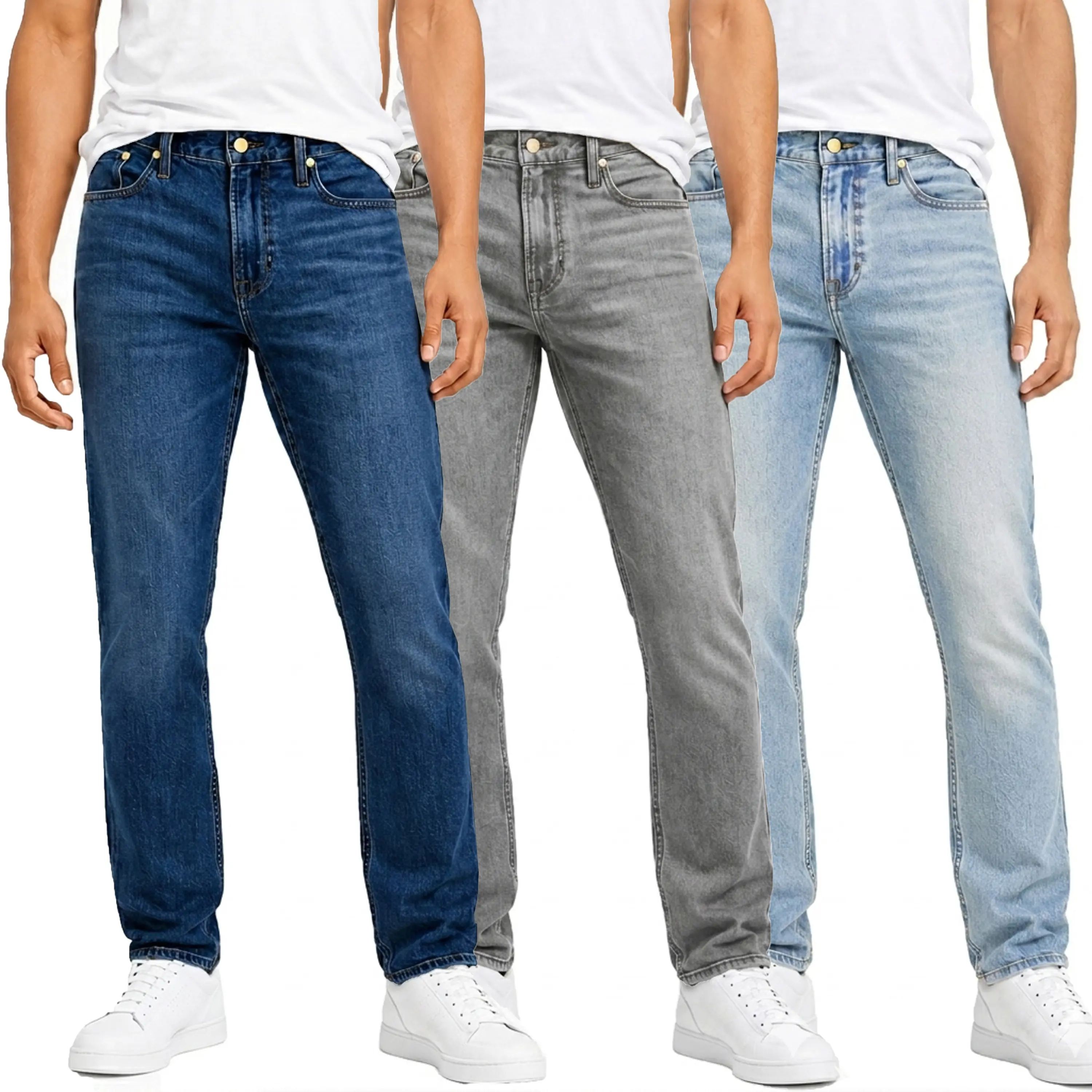 Men's 3-Pack Flex Stretch Slim Straight Jeans with 5 Pockets Denim Fabric Menswear