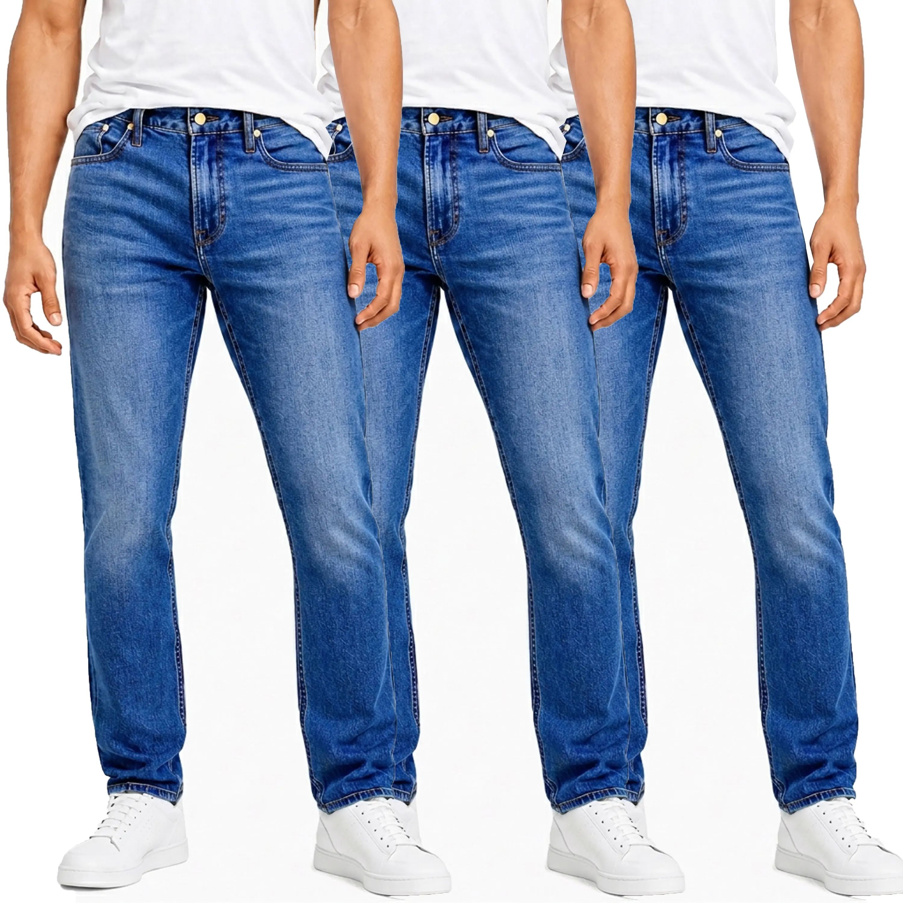 Men's 3-Pack Flex Stretch Slim Straight Jeans with 5 Pockets Denim Fabric Menswear