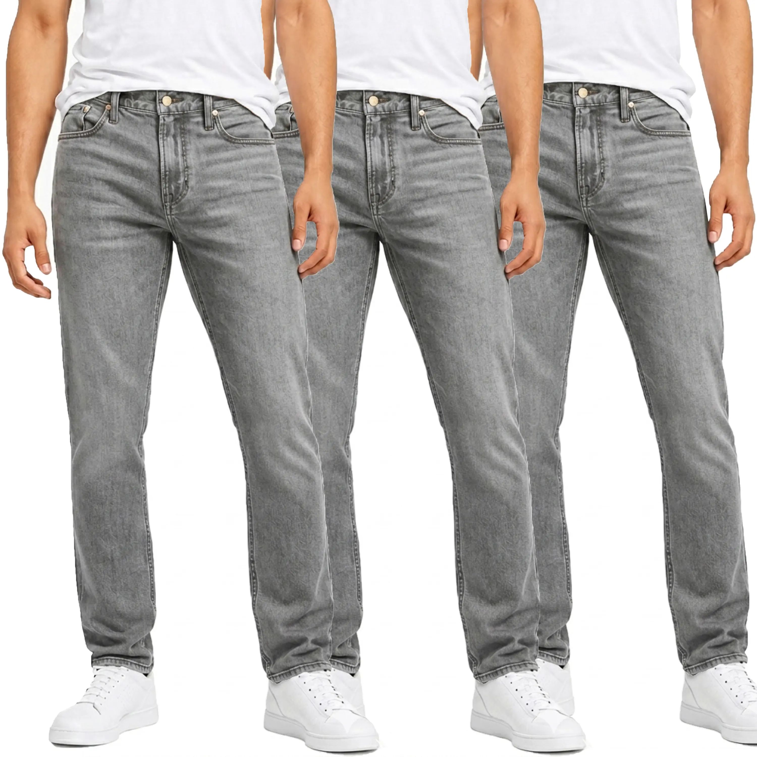 Men's 3-Pack Flex Stretch Slim Straight Jeans with 5 Pockets Denim Fabric Menswear