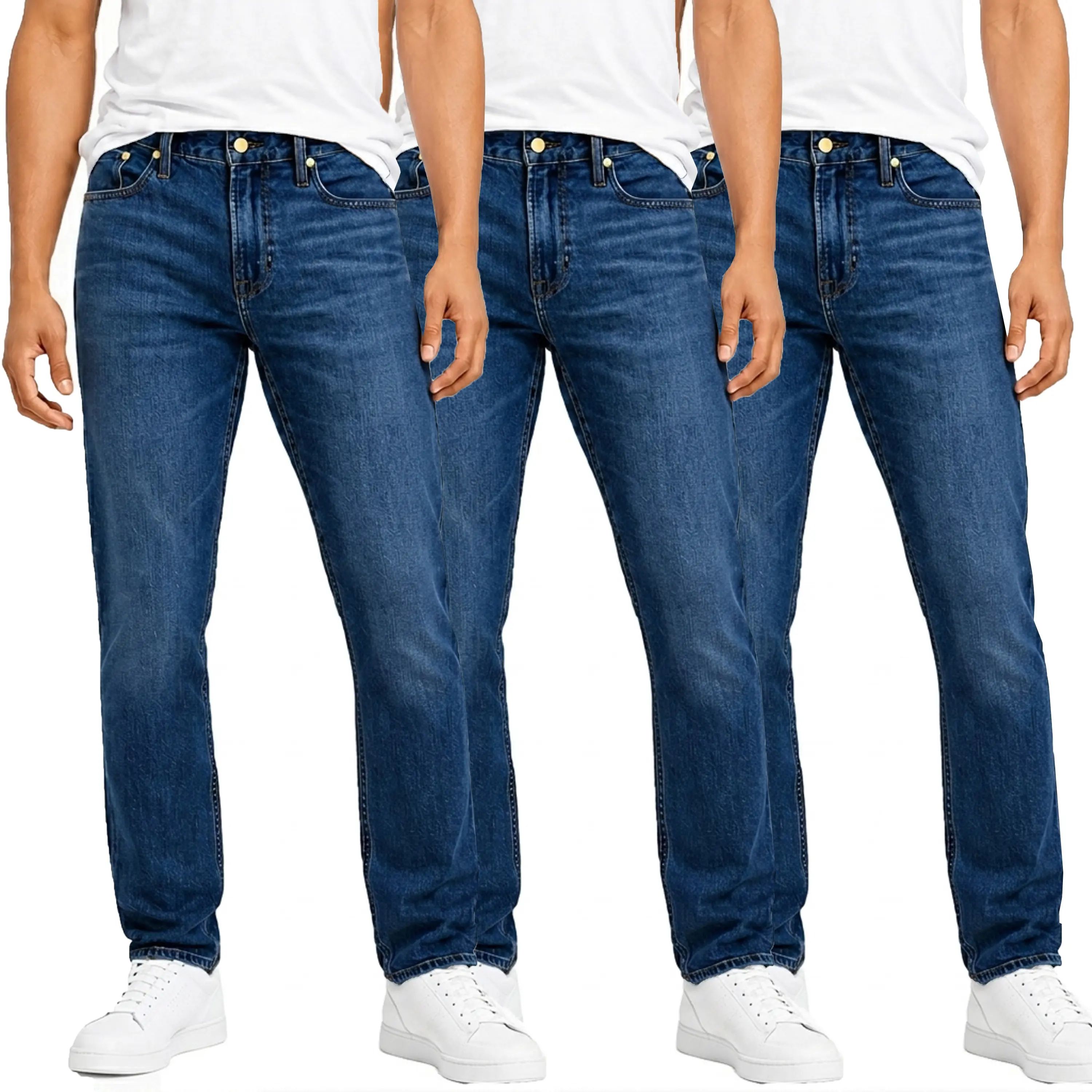 Men's 3-Pack Flex Stretch Slim Straight Jeans with 5 Pockets Denim Fabric Menswear