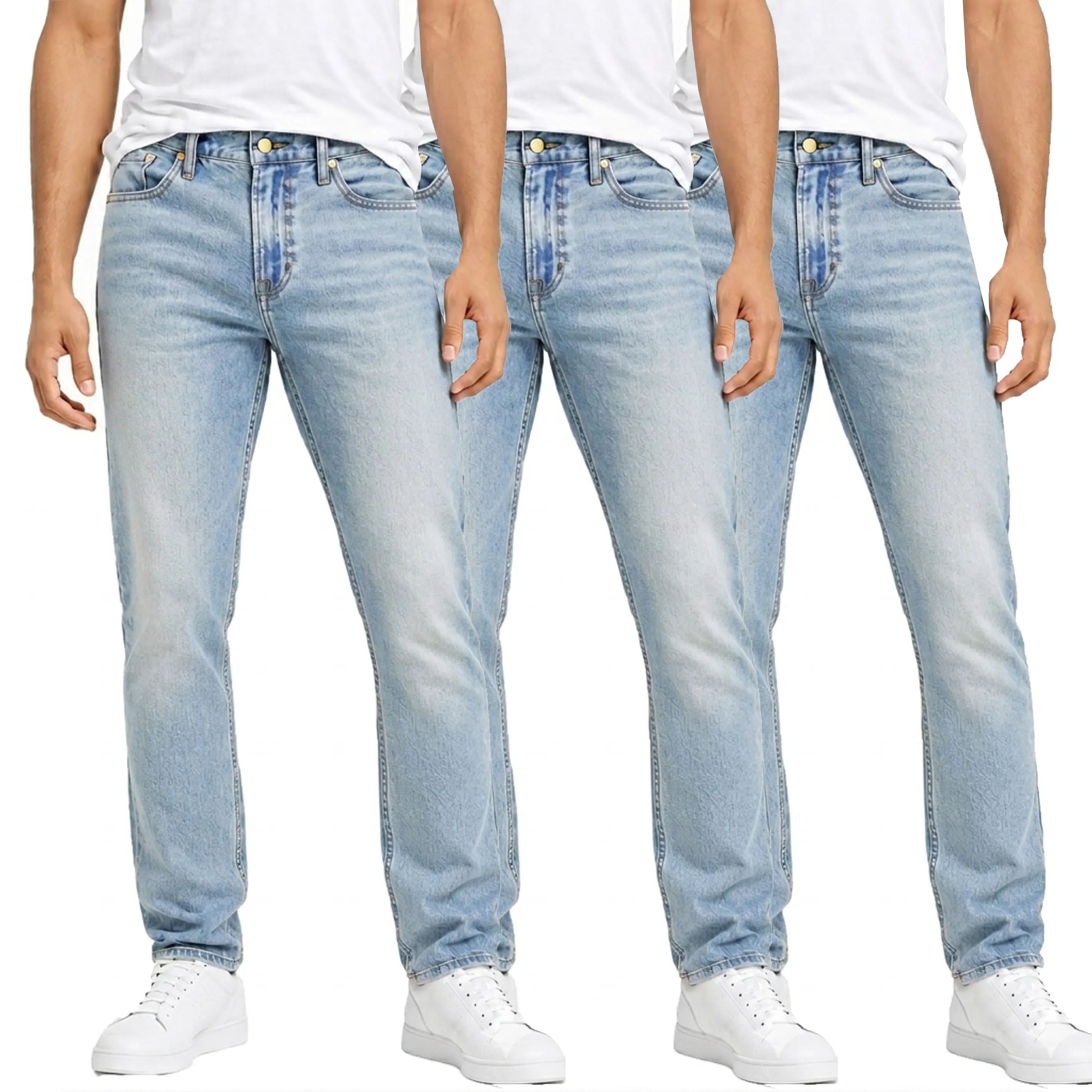 Men's 3-Pack Flex Stretch Slim Straight Jeans with 5 Pockets Denim Fabric Menswear