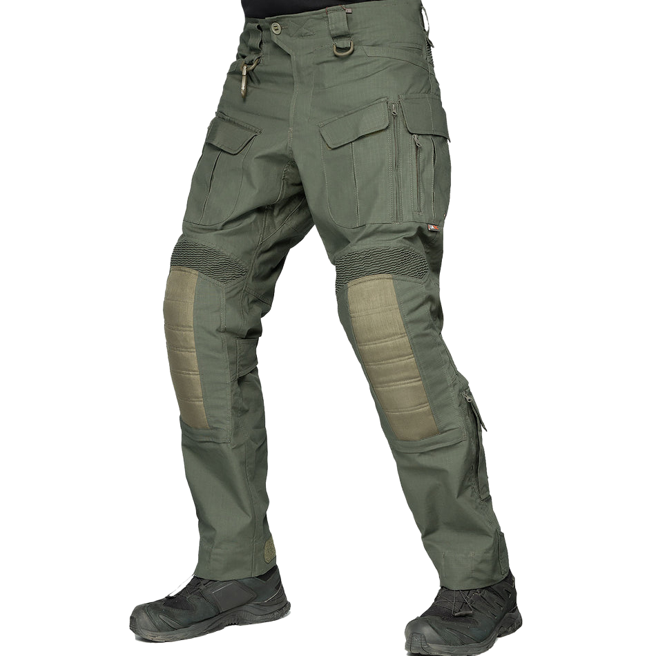 Men's Multi-Pocket Tactical Work Pants, Knee-Padded Combat Pants