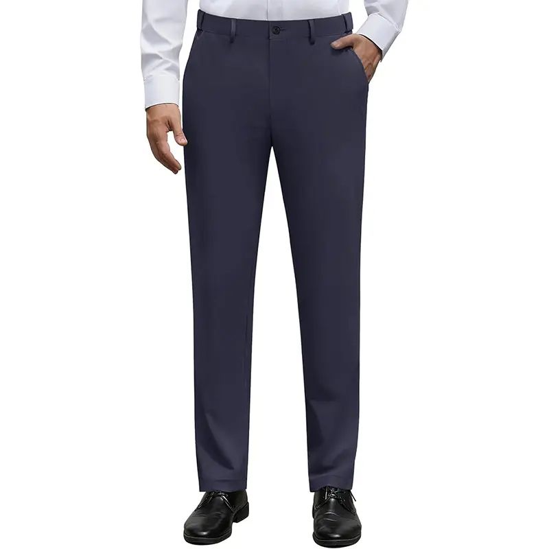 Men's Stretch Dress Pants No Iron Golf Pants Expandable Waist Flat Front Business Casual Formal Pants