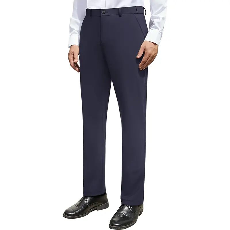 Men's Stretch Dress Pants No Iron Golf Pants Expandable Waist Flat Front Business Casual Formal Pants