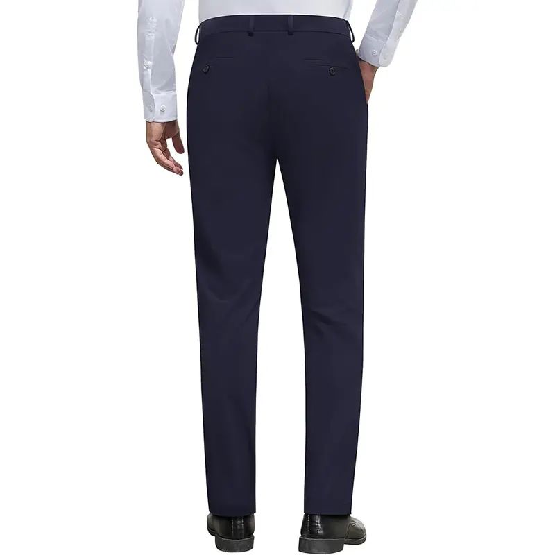 Men's Stretch Dress Pants No Iron Golf Pants Expandable Waist Flat Front Business Casual Formal Pants