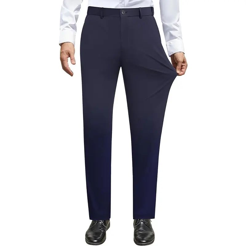 Men's Stretch Dress Pants No Iron Golf Pants Expandable Waist Flat Front Business Casual Formal Pants