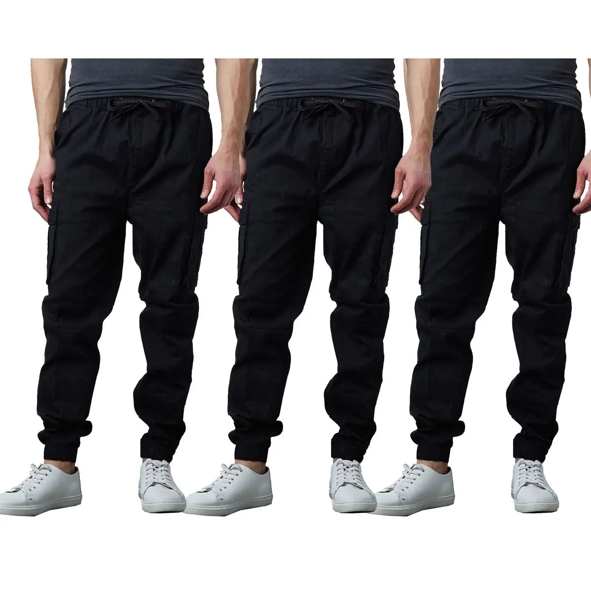 3-Pack Men's Cotton Flex Stretch Cargo Combat Jogger Pants (Sizes, S-2XL)