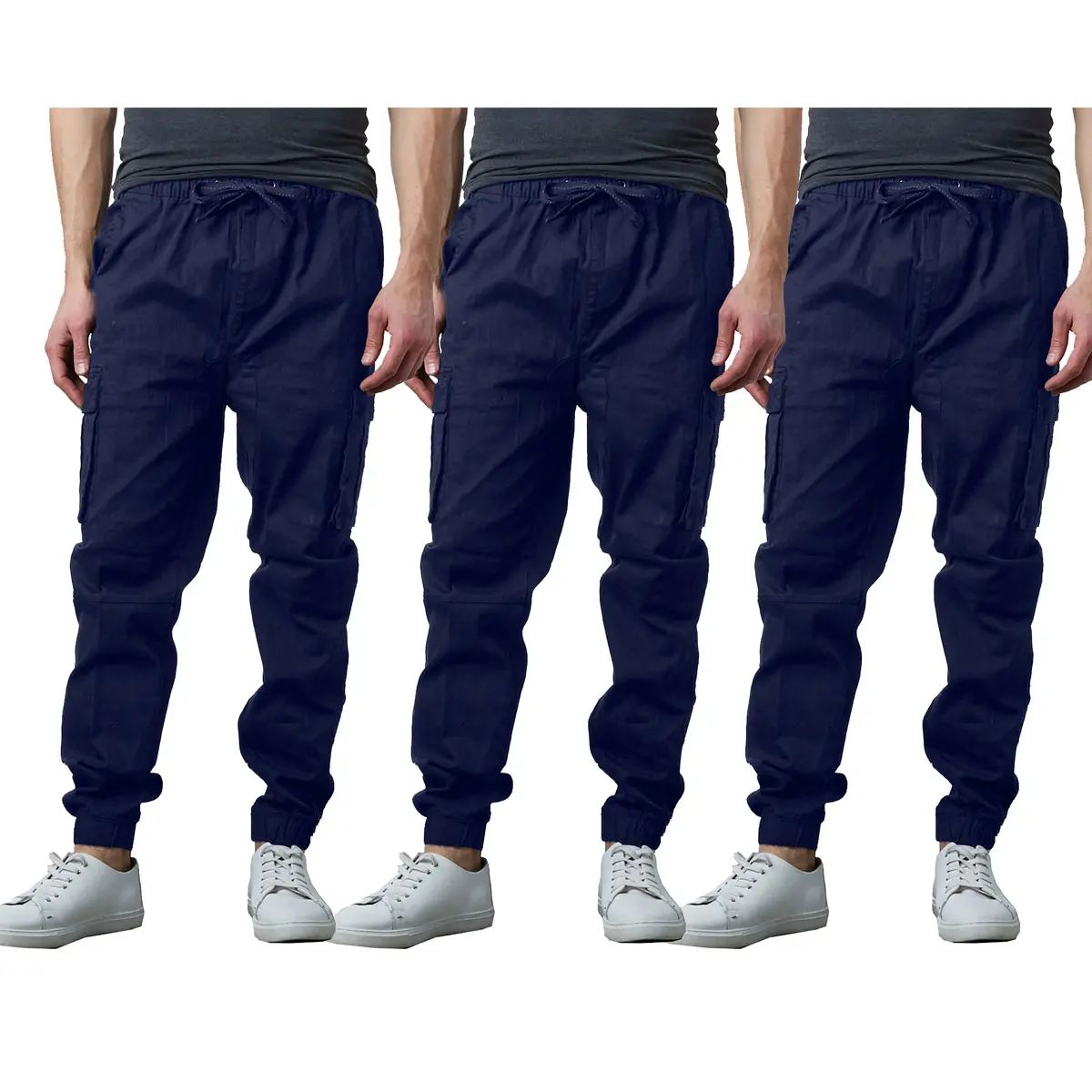3-Pack Men's Cotton Flex Stretch Cargo Combat Jogger Pants (Sizes, S-2XL)