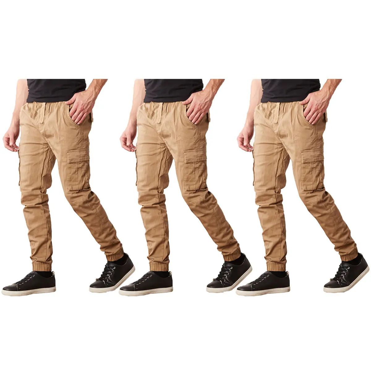 3-Pack Men's Cotton Flex Stretch Cargo Combat Jogger Pants (Sizes, S-2XL)