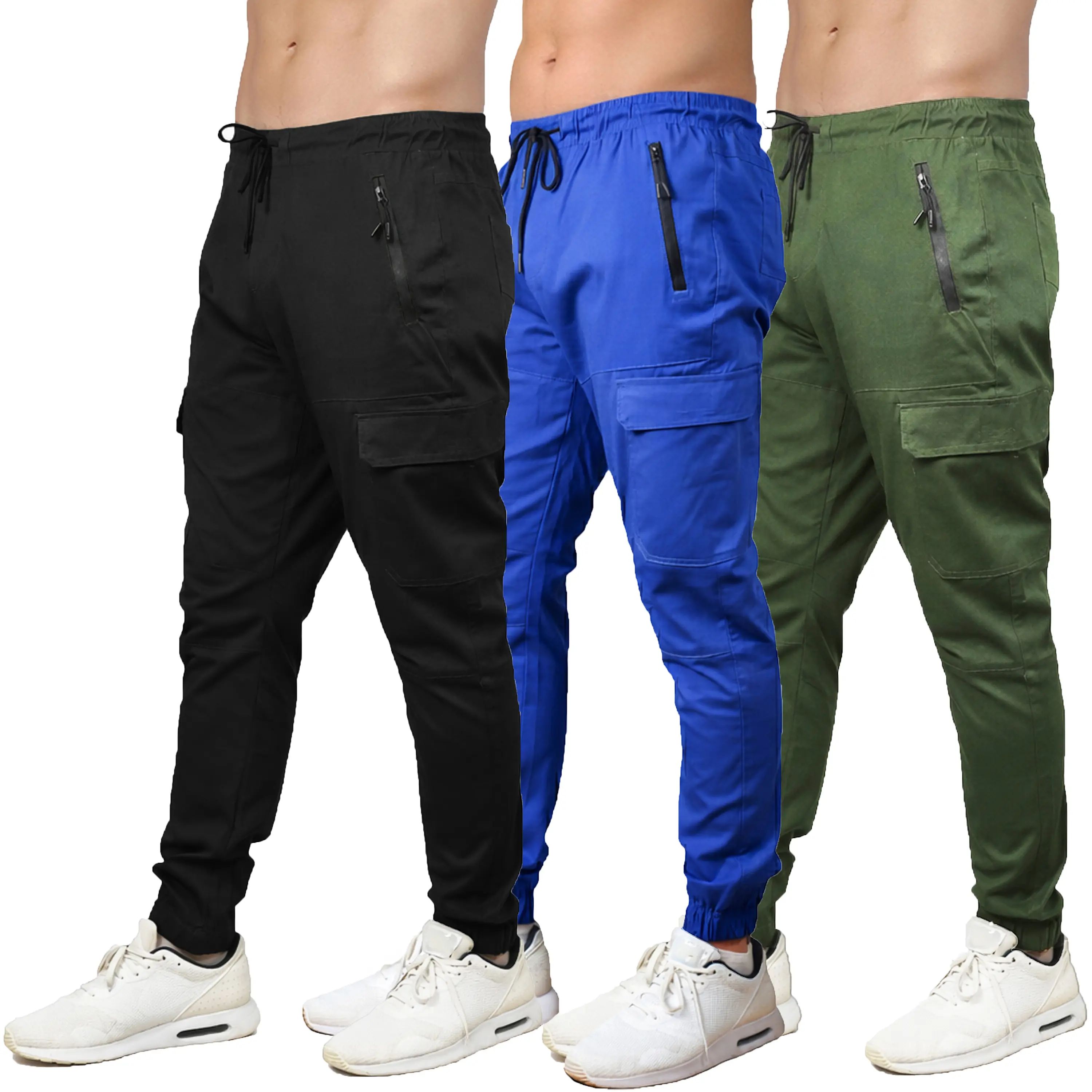3-Pack Men's Cotton Flex Stretch Cargo Combat Jogger Pants (Sizes, S-2XL)