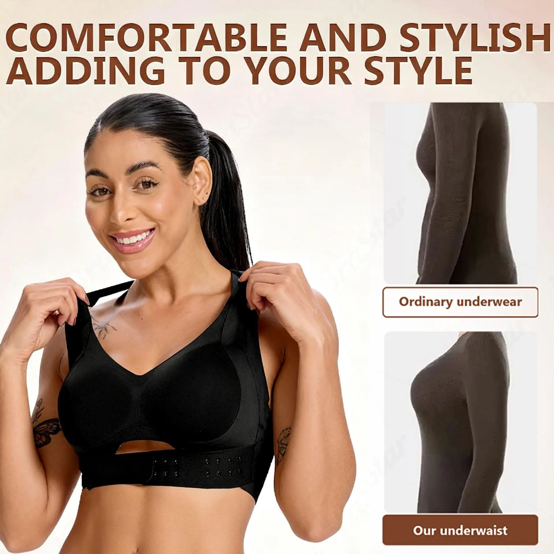 【Postural correction】Women’s Wireless Bra, Soft Breathable Non-removable Moulded Cups