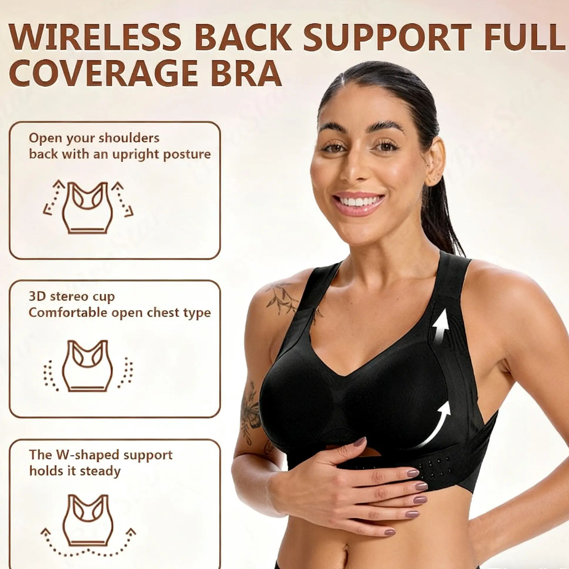 【Postural correction】Women’s Wireless Bra, Soft Breathable Non-removable Moulded Cups