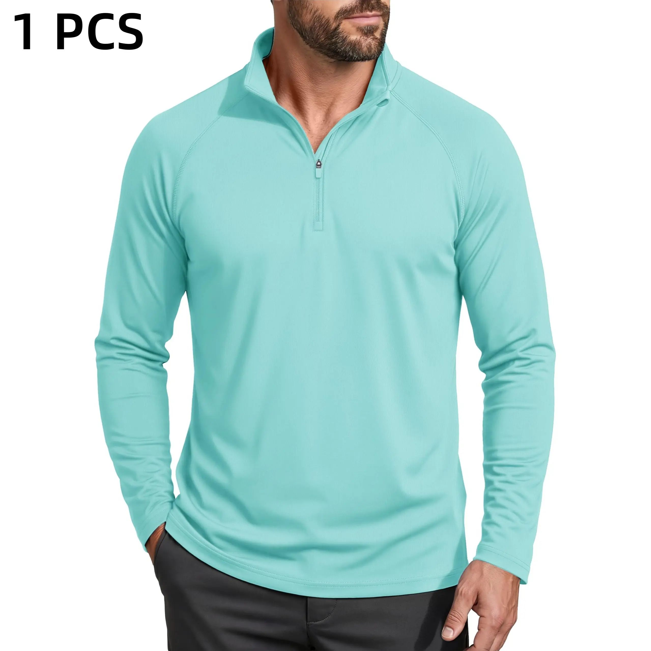 Men's 1/4 Zip Shirt UPF 50+ Quick Dry Lightweight Long Sleeve for Hiking Running Rashguard Outdoor Sports Clothing Sports Casual Wear Outdoorfun,back to school,back to school shopping