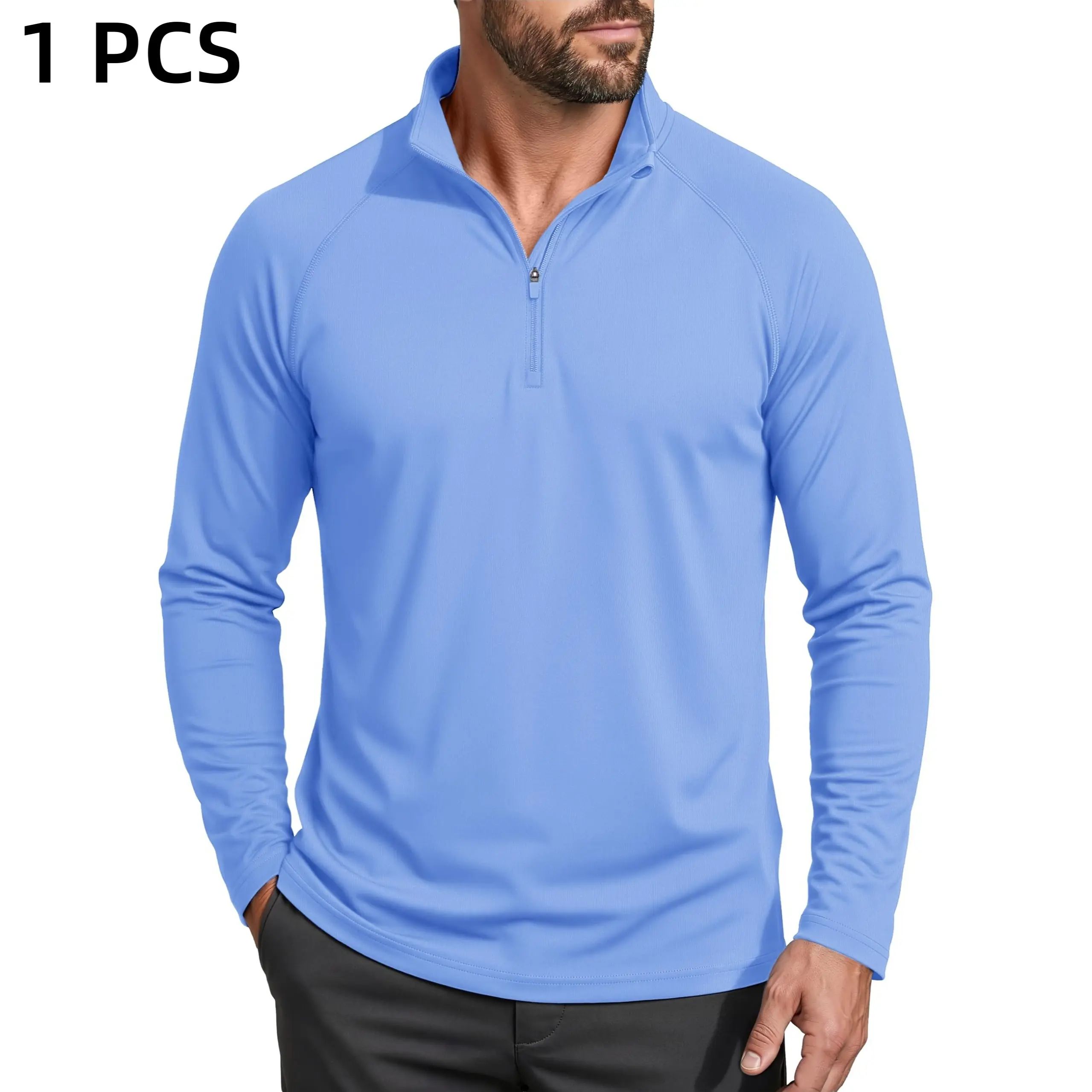 Men's 1/4 Zip Shirt UPF 50+ Quick Dry Lightweight Long Sleeve for Hiking Running Rashguard Outdoor Sports Clothing Sports Casual Wear Outdoorfun,back to school,back to school shopping