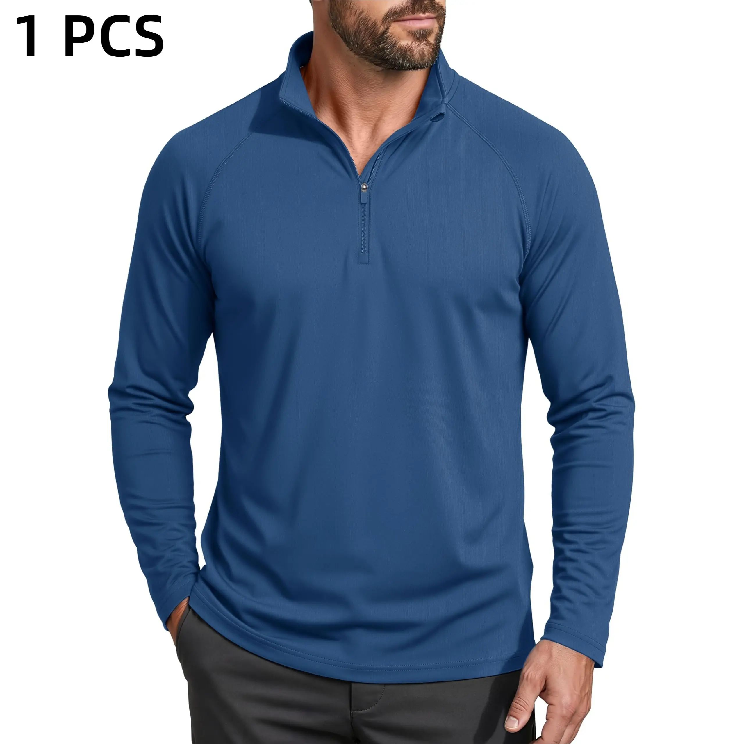 Men's 1/4 Zip Shirt UPF 50+ Quick Dry Lightweight Long Sleeve for Hiking Running Rashguard Outdoor Sports Clothing Sports Casual Wear Outdoorfun,back to school,back to school shopping