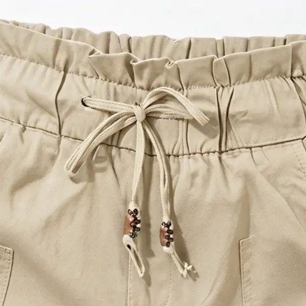 Women's Relaxed Petal-Waist Short Bottoms - Single Piece, Ruffle Waistband, Front Pockets