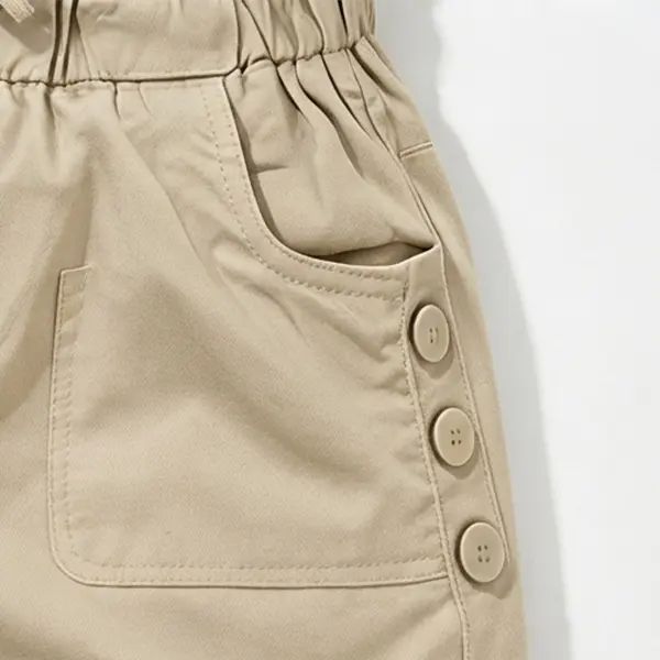 Women's Relaxed Petal-Waist Short Bottoms - Single Piece, Ruffle Waistband, Front Pockets