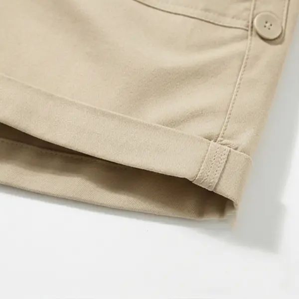 Women's Relaxed Petal-Waist Short Bottoms - Single Piece, Ruffle Waistband, Front Pockets