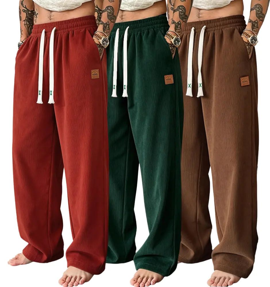 Men's 5-Pack Comfy Casual Pants - Mid-Rise Straight-Leg Loose Fit