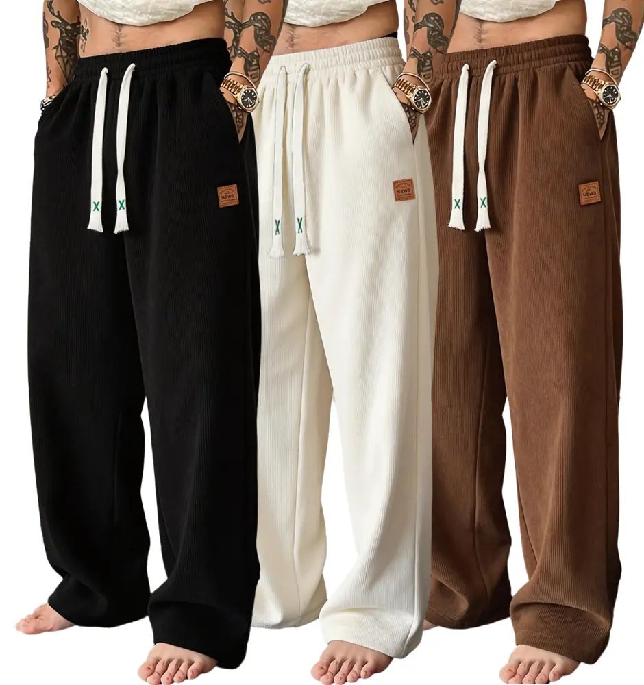 Men's 5-Pack Comfy Casual Pants - Mid-Rise Straight-Leg Loose Fit
