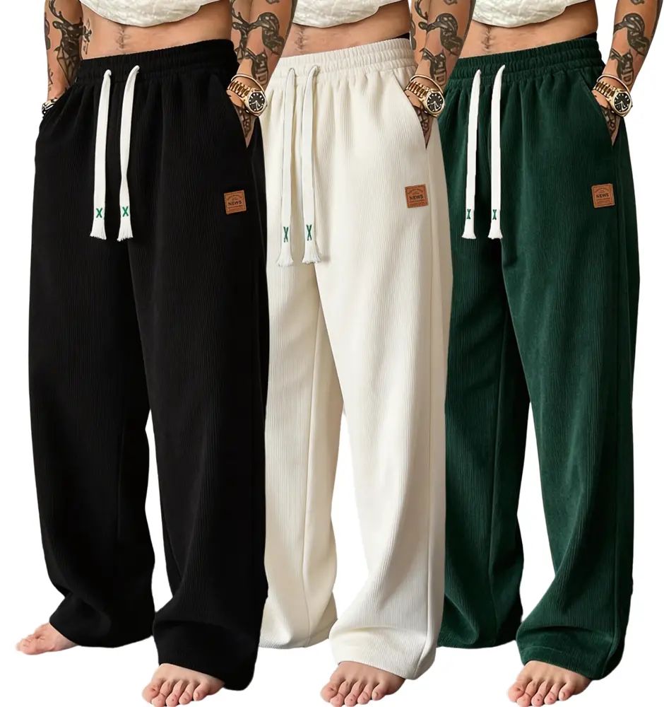 Men's 5-Pack Comfy Casual Pants - Mid-Rise Straight-Leg Loose Fit