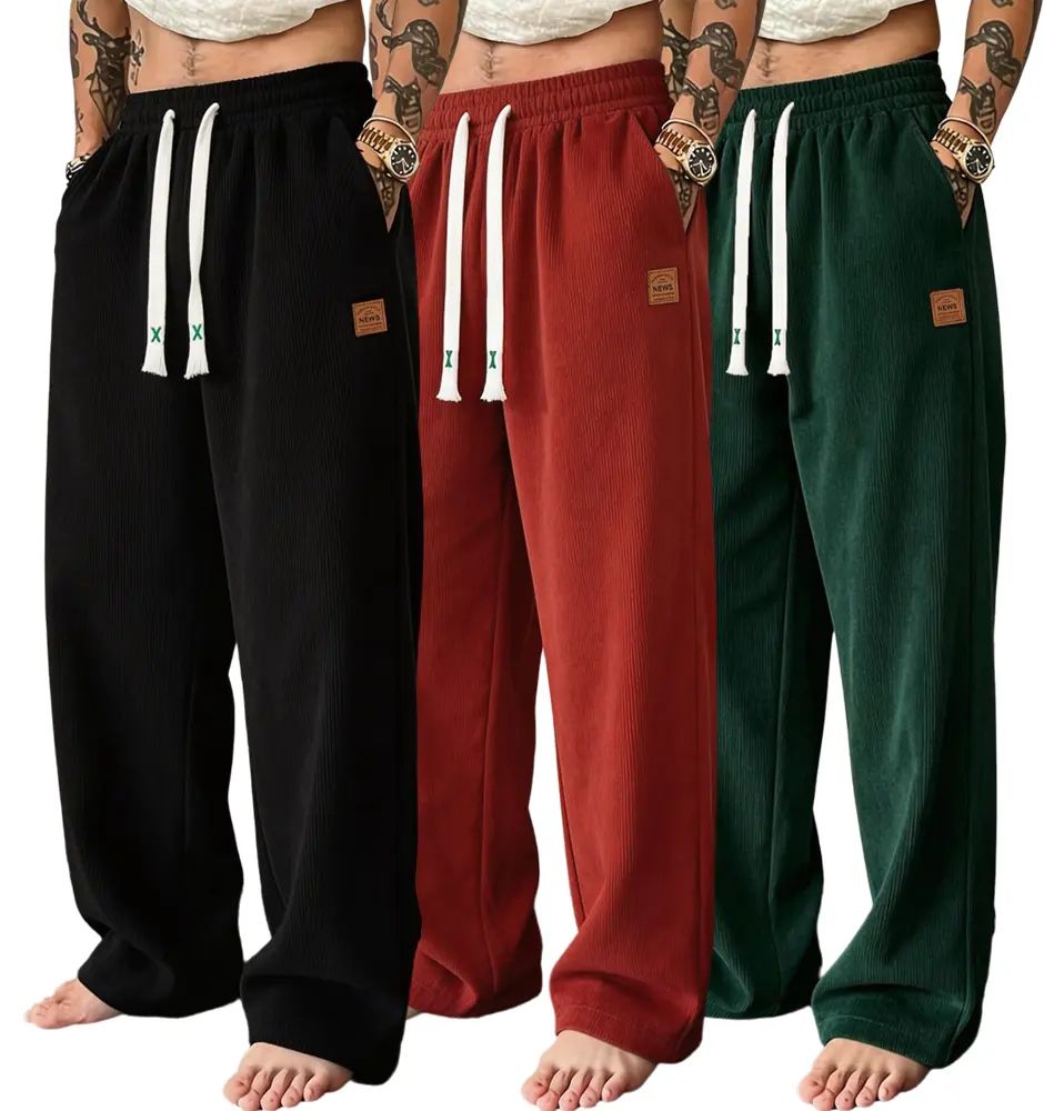 Men's 5-Pack Comfy Casual Pants - Mid-Rise Straight-Leg Loose Fit