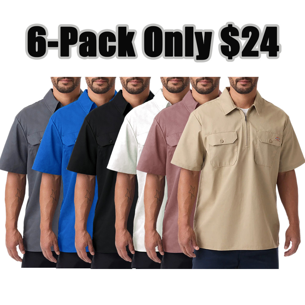 1/4 Zip Work Shirt, Relaxed Fit Full Zip, Workwear Style