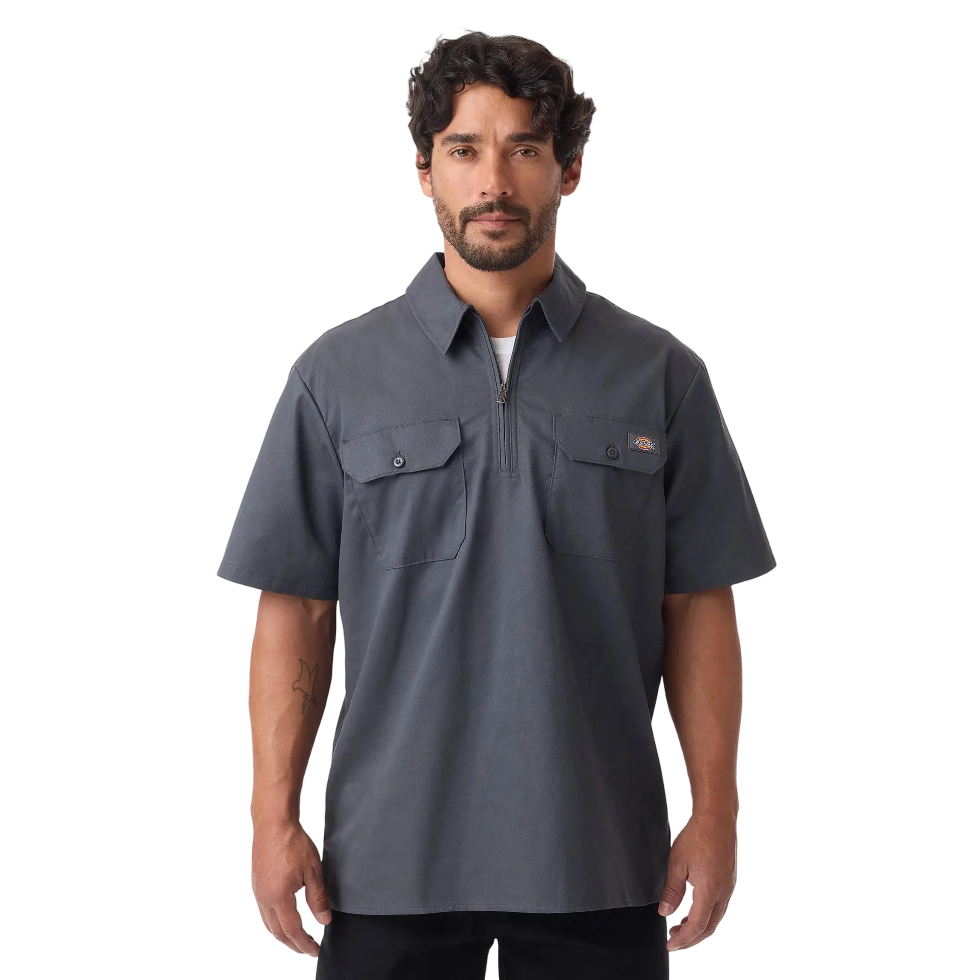 1/4 Zip Work Shirt, Relaxed Fit Full Zip, Workwear Style