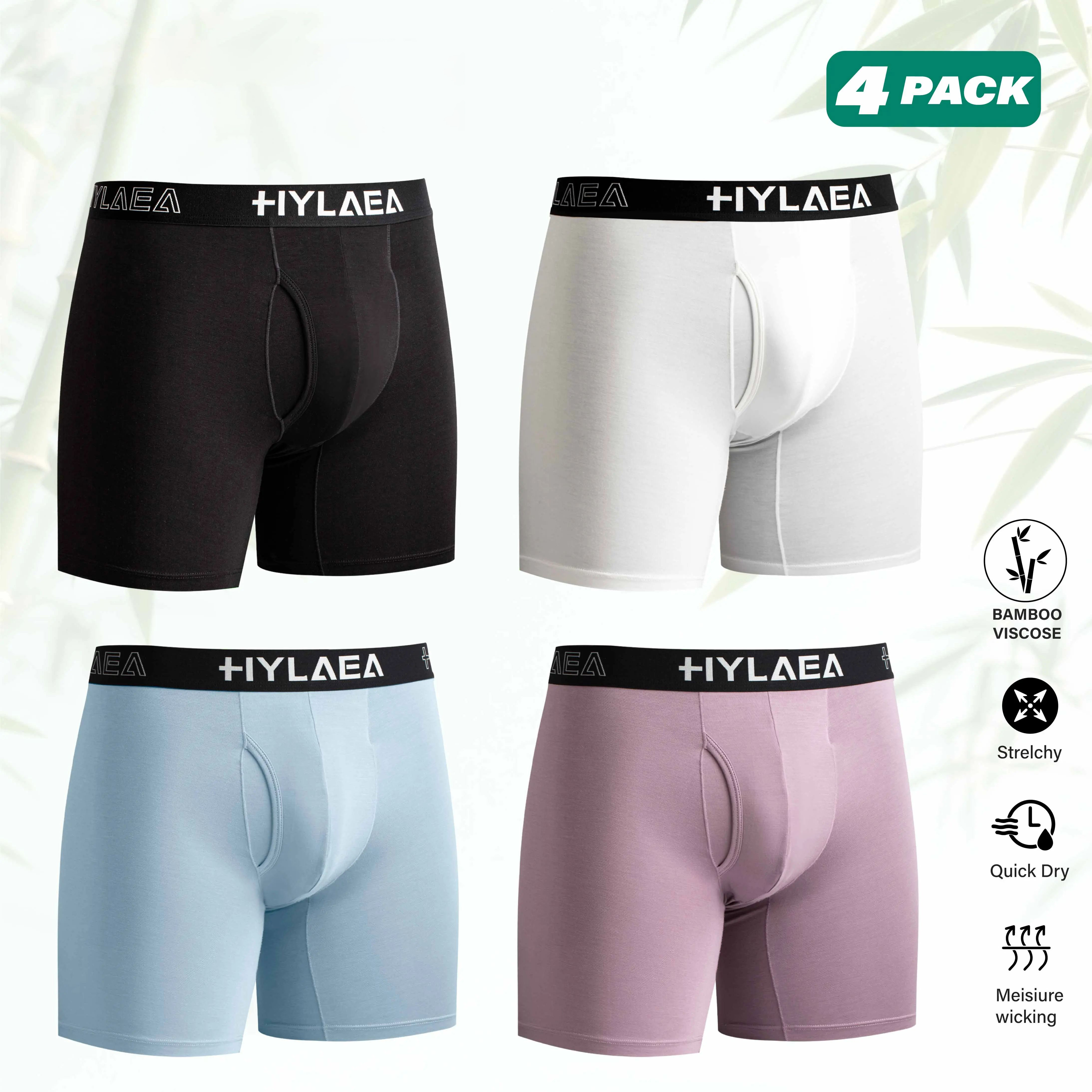 Men's Classic Bamboo Viscose Comfy Boxer Briefs - Moisture Wicking, Breathable
