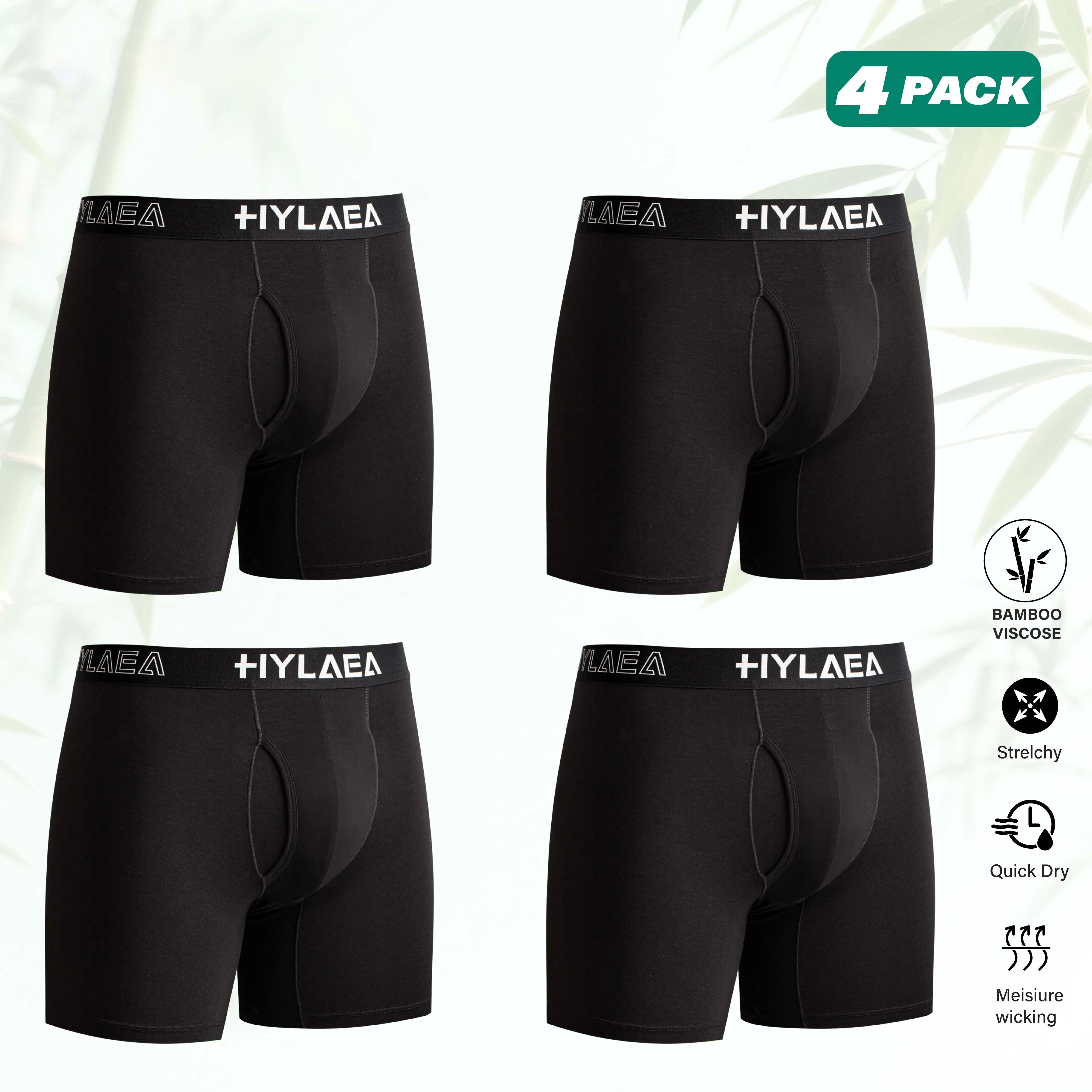 Men's Classic Bamboo Viscose Comfy Boxer Briefs - Moisture Wicking, Breathable