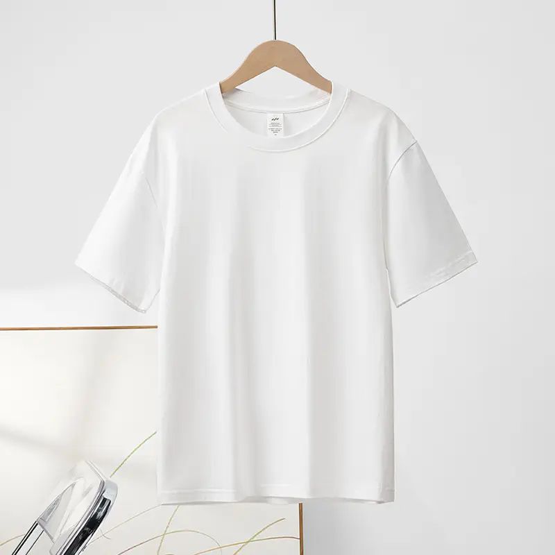 Men's 230G 100% Cotton Heavyweight Round Neck Shortsleeve Tee - Unisex Loose Fit Soft Vintage Plant-Dyed Plain Basic Top