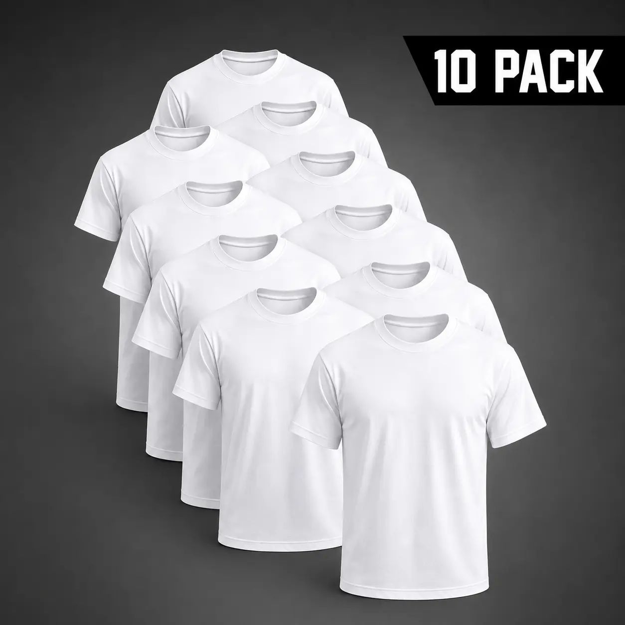 Men's 10-Pack 100% Cotton Crew Neck Short Sleeve Tshirts