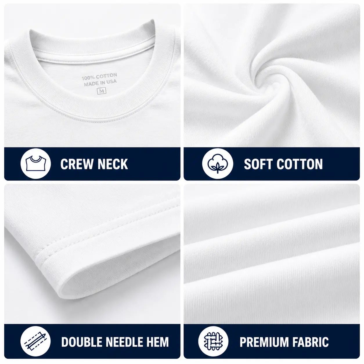 Men's 10-Pack 100% Cotton Crew Neck Short Sleeve Tshirts