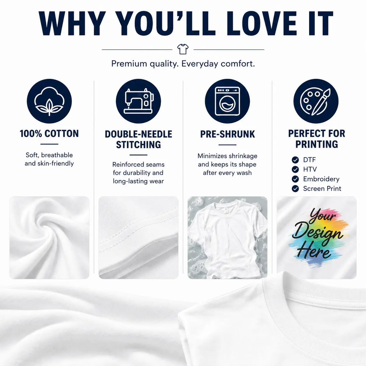 Men's 10-Pack 100% Cotton Crew Neck Short Sleeve Tshirts